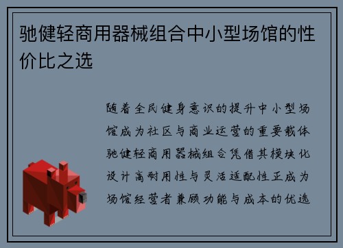 驰健轻商用器械组合中小型场馆的性价比之选